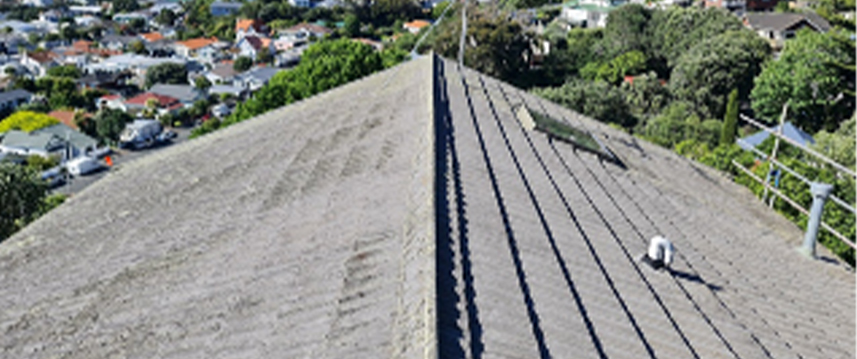 Eye level shot asbestos on a roof