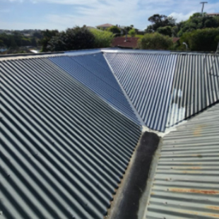 Close up shot on top of a repaired roof